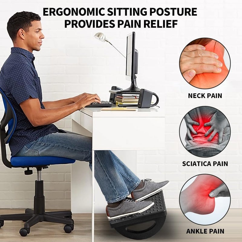 CasaZenith Foot Rest for Under Desk at Work - Ergonomic Foot Stools for Under Office Desk - Rocking Footrest with Roller Massager - Leg Rest for Chair, Computer Gaming - Promote Leg Circulation - Image 5